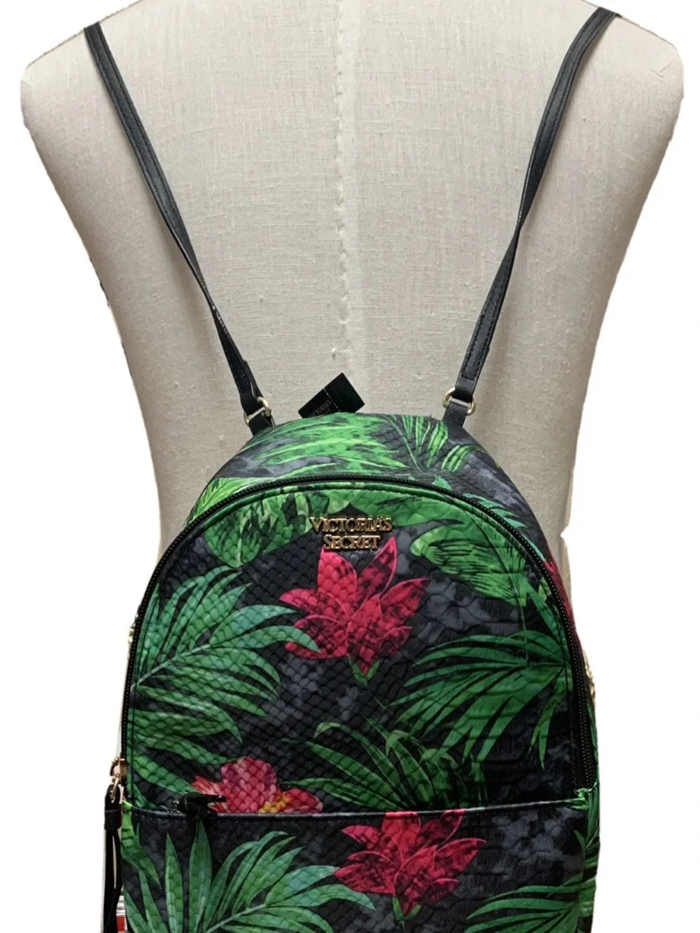 Victoria's Secret Black Tropical Floral Mini Backpack